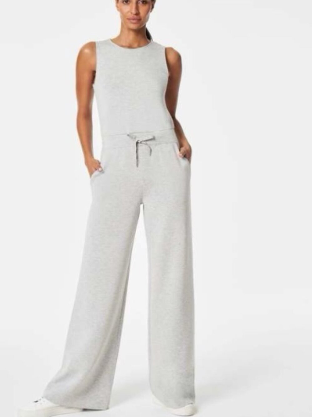 SPANX AirEssentials Sleeveless Jumpsuit Size XL gray tank wide leg